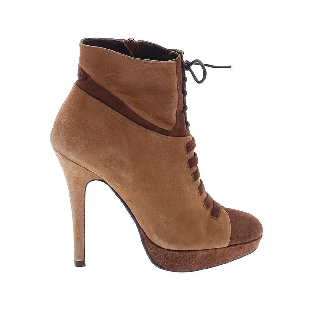 Angari Brown/Rust Genuine Suede Leather Lace Up Platform Stiletto Ankle Booties